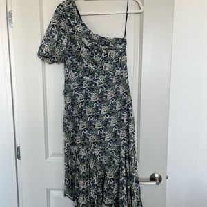 Santorini Floral One Shoulder Midi Dress